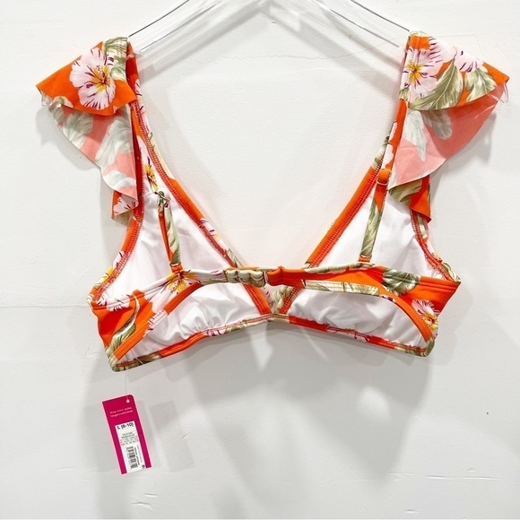 Xhilaration Ruffle Sleeve Bralette Bikini Top Large Floral - Picture 2 of 8